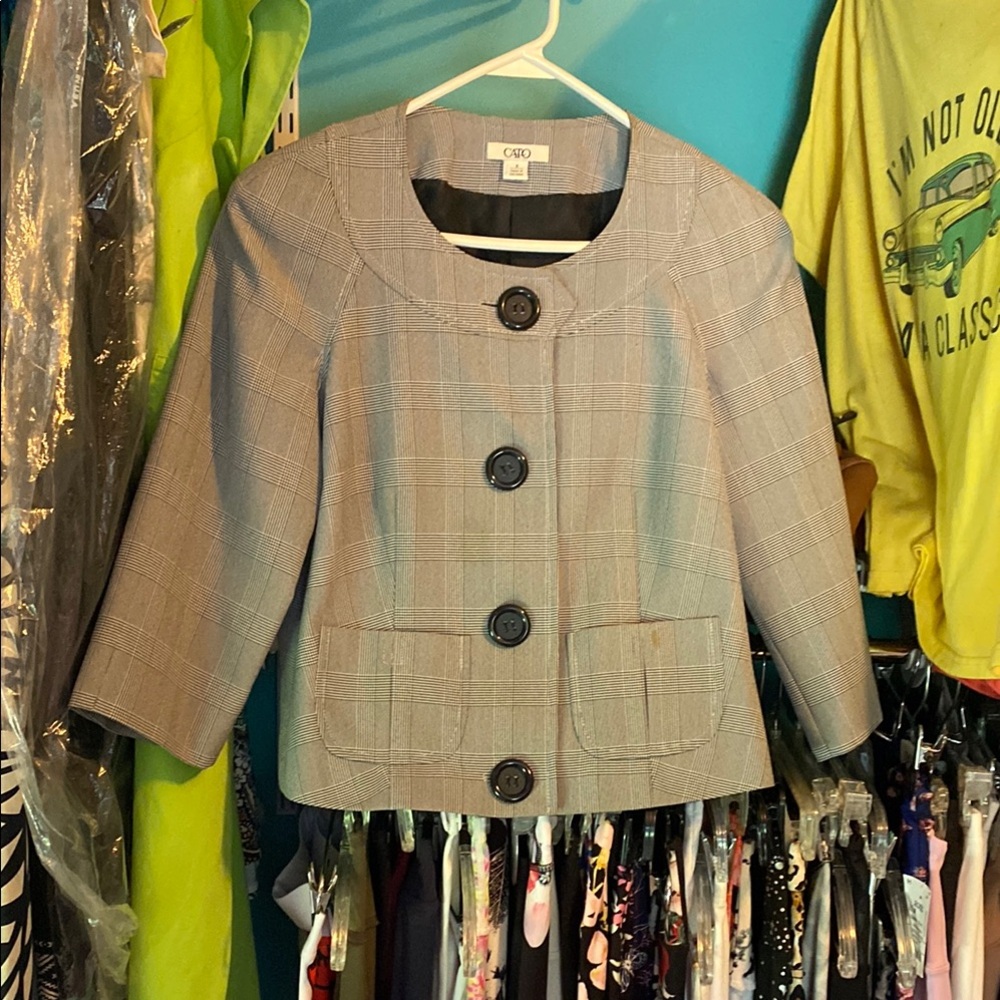 Cato Black & White Blazer Tailored Structured Silhouette